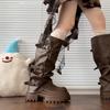 Boots Brown Pile Rad Platform New 2025 Heightening Knight Boots Women's Boots Retro Spring and Autumn Pants Tube Beauty Tube