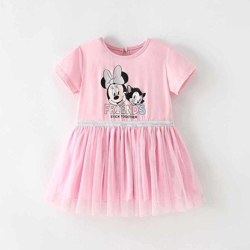 Buitenlandse Handel Zomer Meisjes Jurk Puur Katoen Mesh Korte Mouwen Prinses Jurk Kinderen Baby Modieus en Schattig Cartoon
