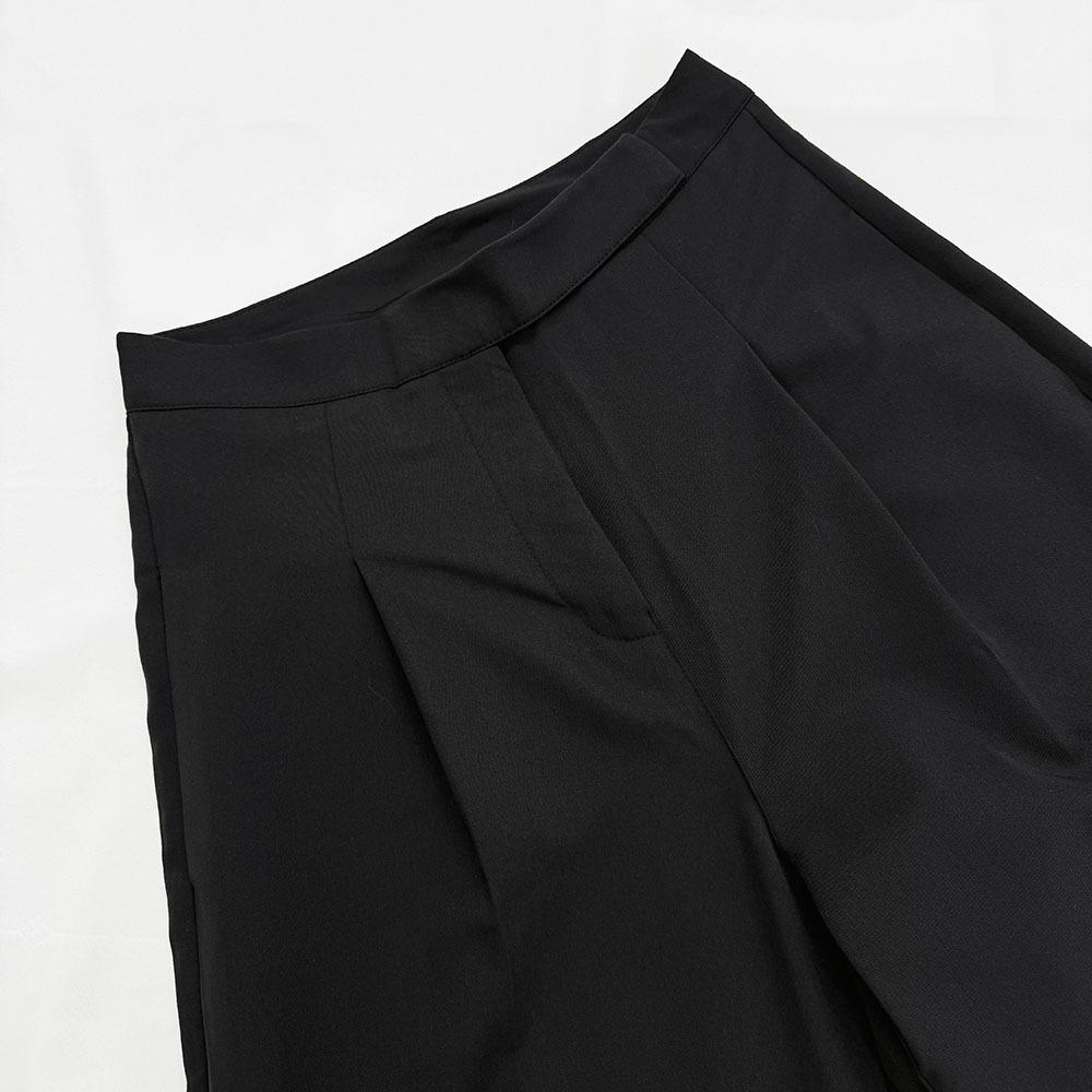 Hot Selling Simple Black Floor-Length Wide-Leg Trousers Commuting Loose High-Waist Draped Suit Pants for Women