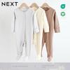 British Next Imported Baby Long-Sleeved Comfortable Pure Cotton Versatile One-Piece Romper Baby Nordic Simple Solid Color Romper