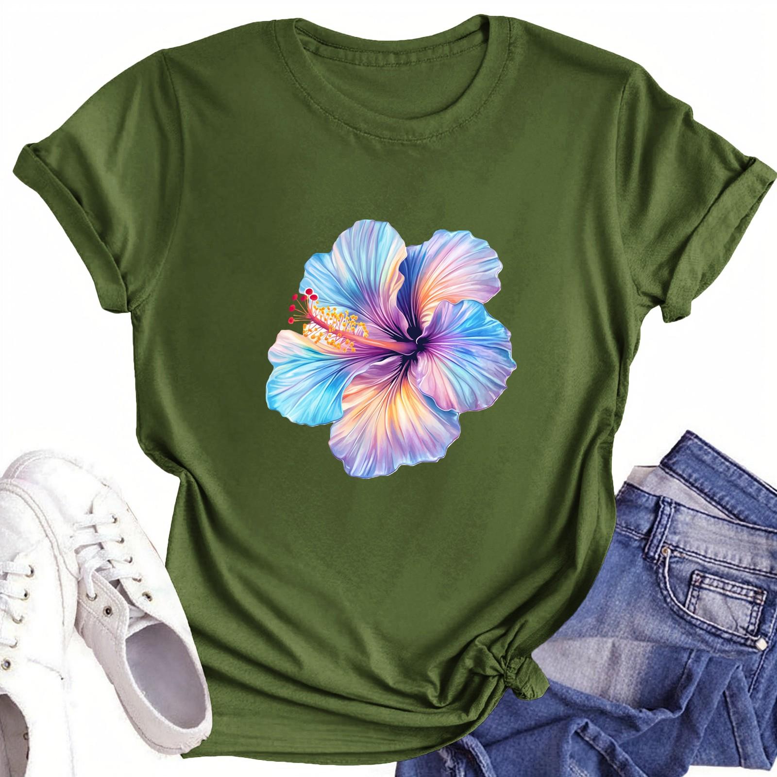 

Футболки с короткими рукавами для женщин, модные топы, легкие и мягкие повседневные летние наряды, одежда L армия зеленый