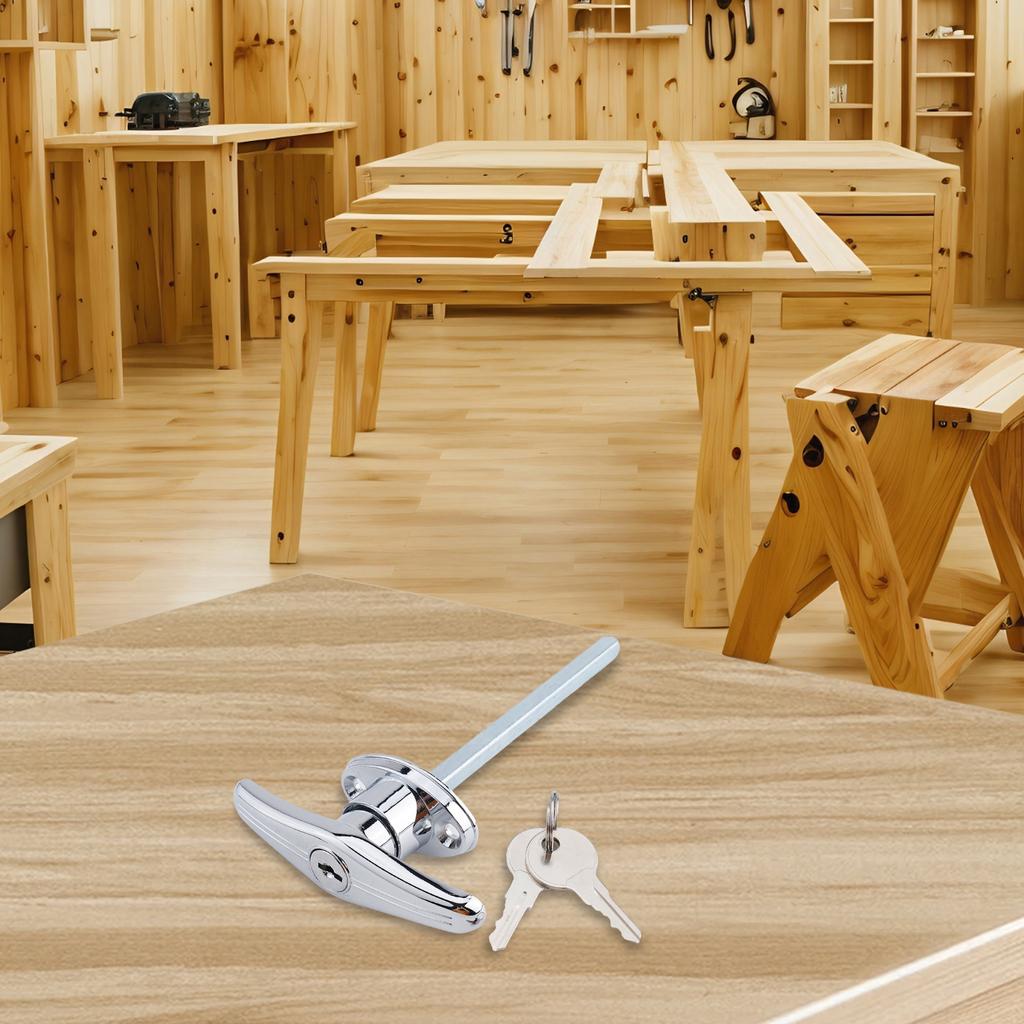 Garagentor Schloss T-Griff Schloss Legierung Verbindungsstange Chassis T-Griff Türschloss Beschläge Schlossmechanismen T-Griff Hinten Wohnmobil