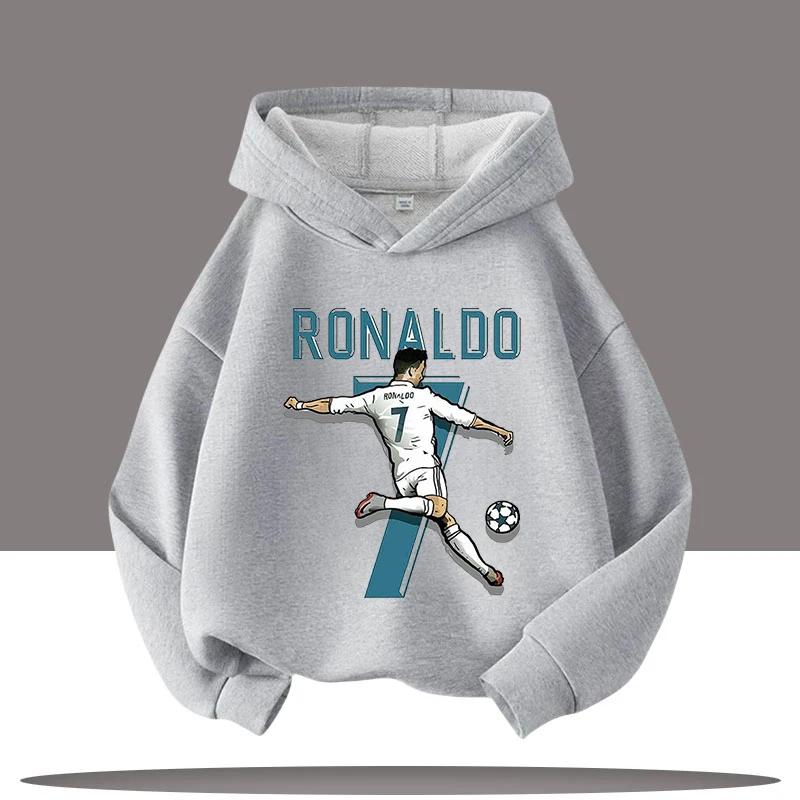 Haine noi de iarnă/toamnă Hanorac cu glugă pentru copii Ronaldo Tricou sport pentru băieți Imprimeu desen animat cu vedetă de fotbal Hanorace casual pentru copii