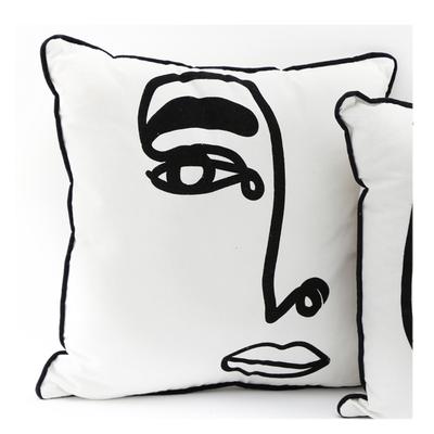 [A2918] - Dizajnový vankúš 'Arty' čierny biely - 40x40 cm (tvár)