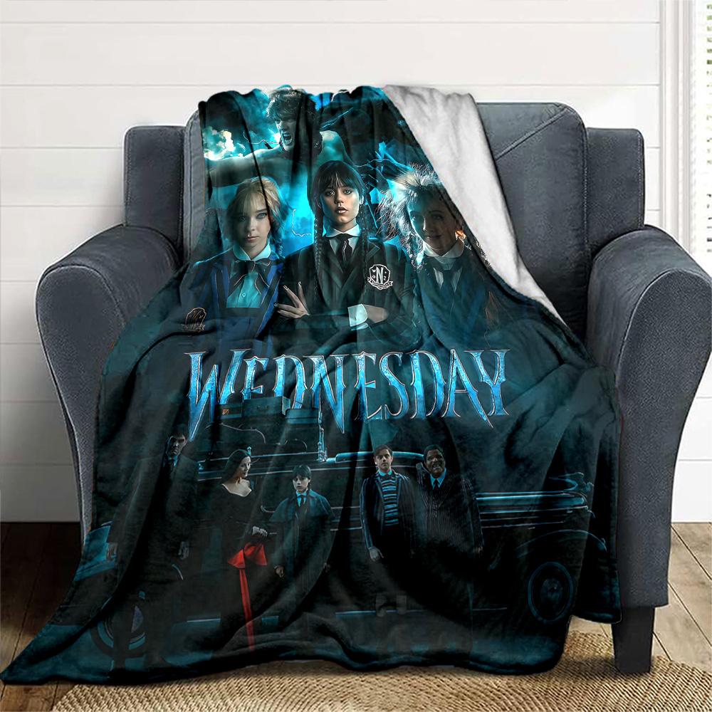 Wednesday Addams Family Flannel Blanket Super Soft Warm Cozy Blanket For Sofa Bed Office Travel Allseason Home Decor Gift