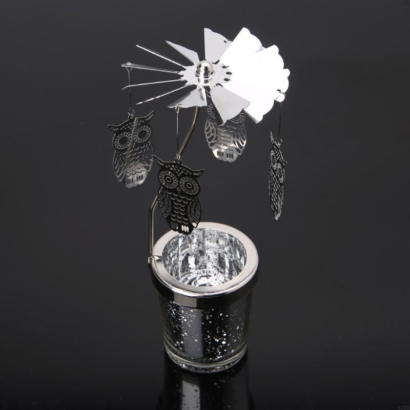 62KD Rotating Tea Light Holder Spinning Tealight Stand Candleholders Wedding