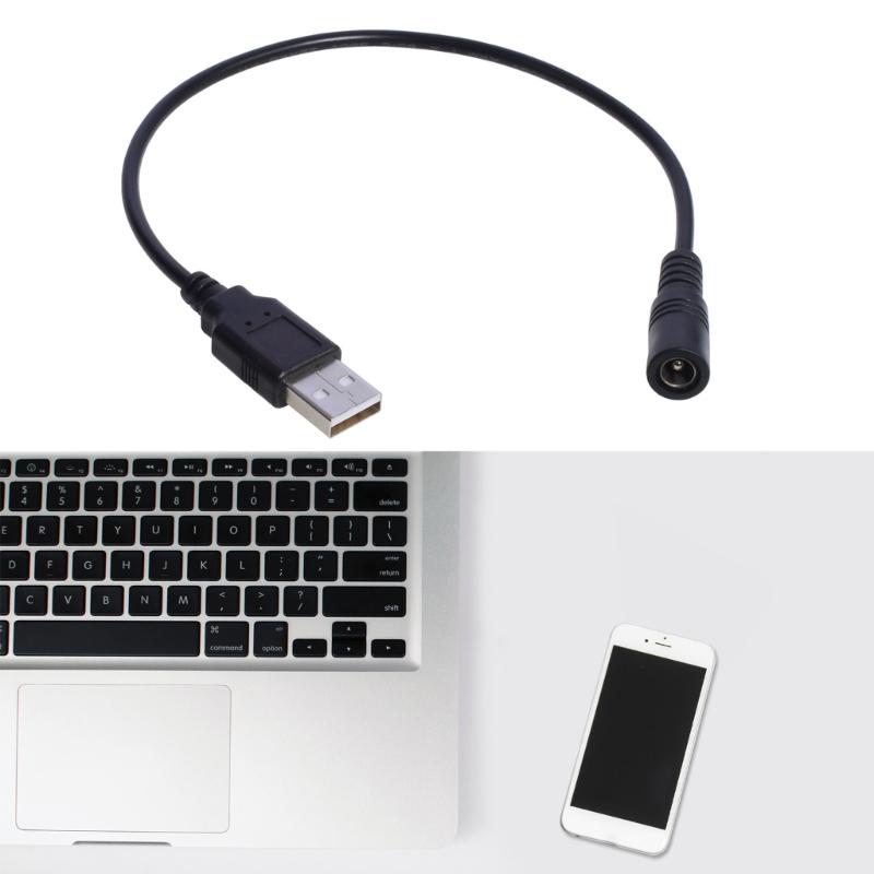 USB to DC5V Power Cable Cord, USB Male to 5.5x2.1mm Female DC5V Power Supply Plug Barrel Connector Charge Line