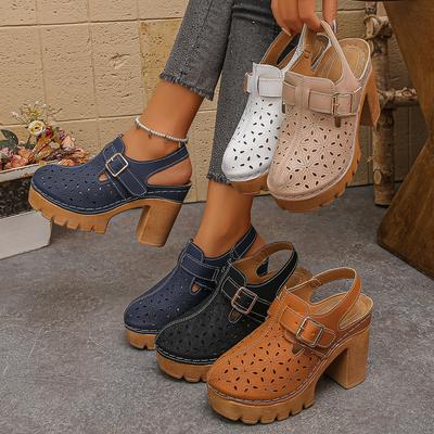 Women'S Sandals Chunky High Heels Opentoe Block Dress Bridal Party Dark Heeled Sandals For Women Studded Flat Sandals For Women
