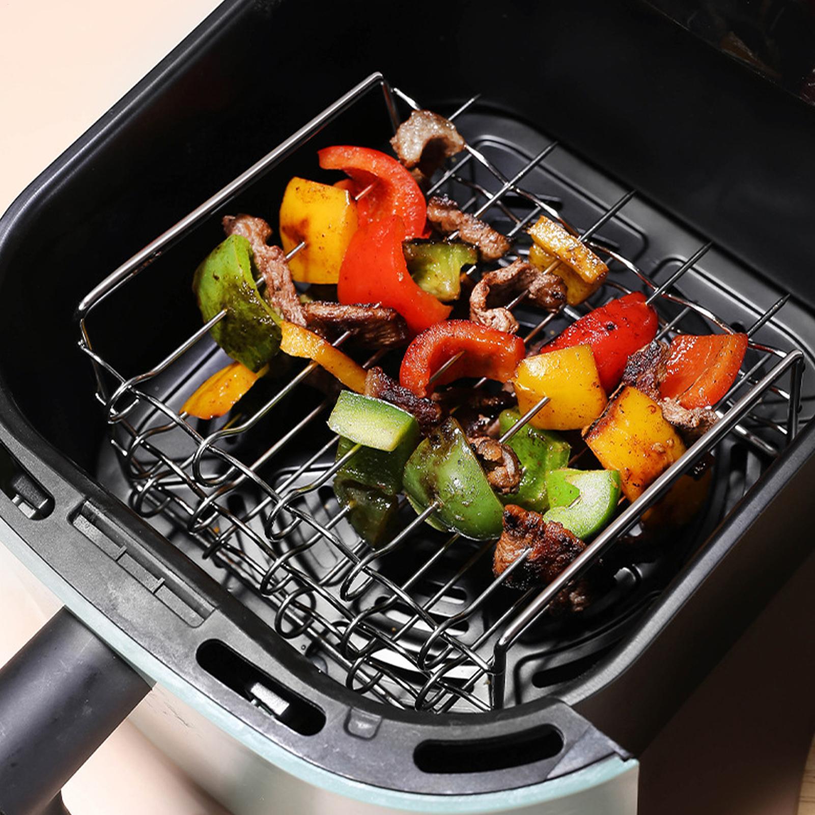 

Air Fryer Skewer Stand Vertical Multi-pin Stainless Steel BBQ Holder Air Fryer Accessories Skewers For Grilling Kitchen Tools CN
