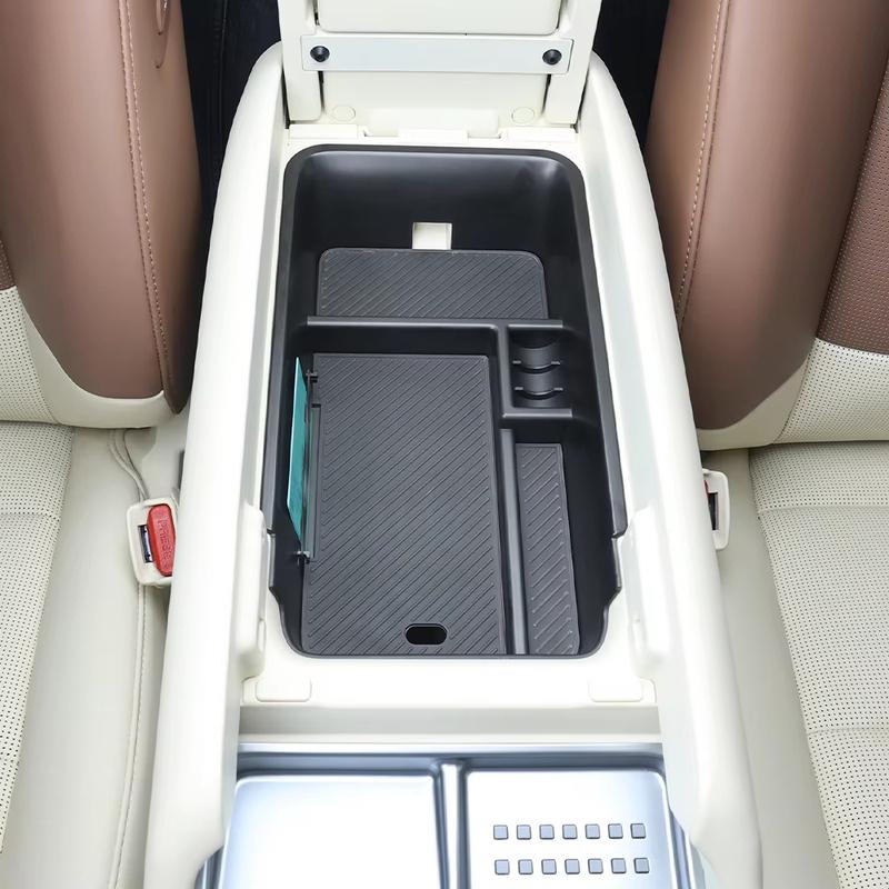 Car Black Central Storage Box Console Armrest Organizer Holder ABS For Hyundai IONIQ 9 2026 LHD Auto Interior Trim Accessories