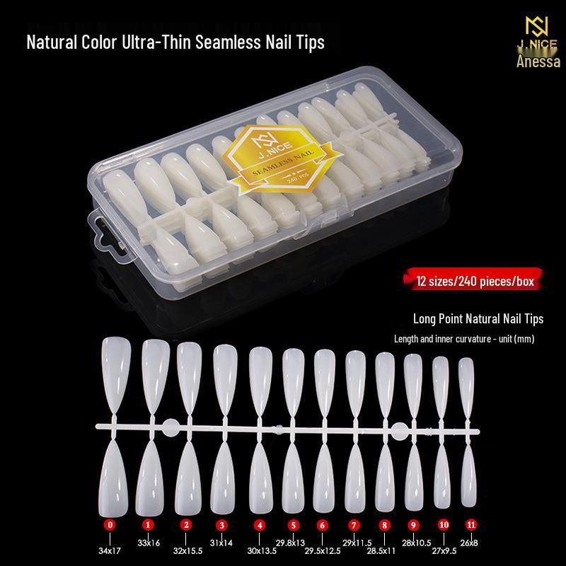 Dual-Use Seamless Transparent Frosted Nail Tips - Extendable Flat/Arc Design