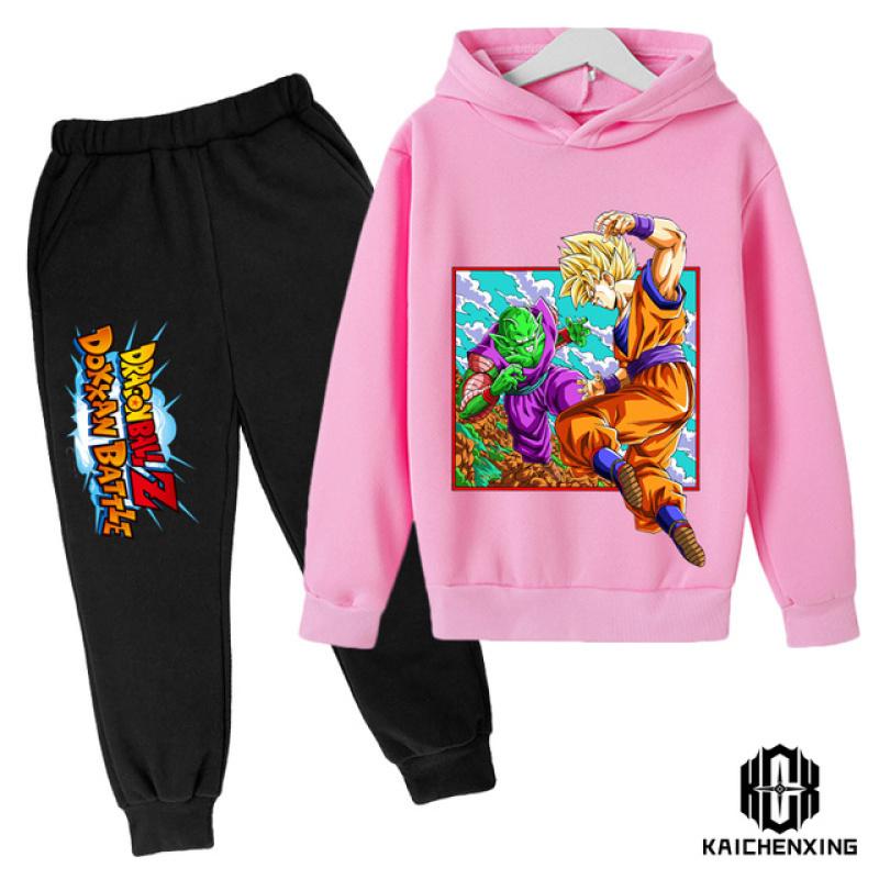 Dragon Ball Kinder Kapuzenpullover MantelHerbst Mädchen Langarm Warm Jungenanzug 4 bis 14 Jahre alt Jacke Jungenkleidung Pullover Top Hosen