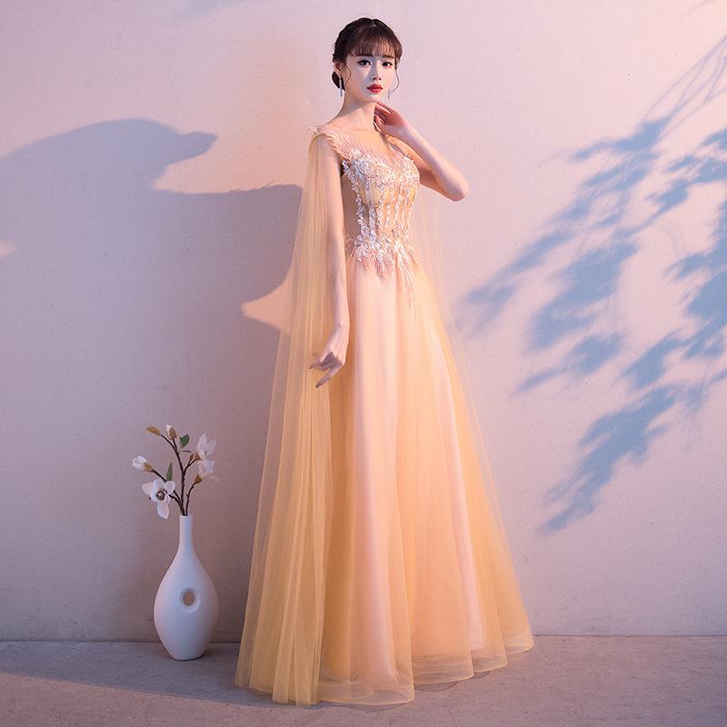 Evening Dress Female 1011 New Banquet Temperament Long Fairy Air Solo Chorus Performance Host Aura Queen