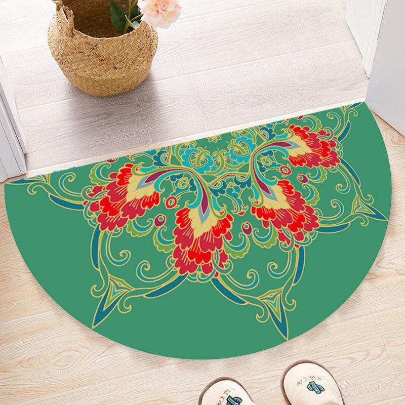 Nordic Entrance Doormat Anti Slip Floral Door Floor Mat Indoor Half Round Welcome Mat Bathroom Hallway Carpet Kitchen Area Rugs