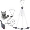 Cat Interactive Toy Hanging Door Retractable Cat Grab Rope Black Mouse Teasing Stick Indoor Cat Toys Entertain and Exercise Game