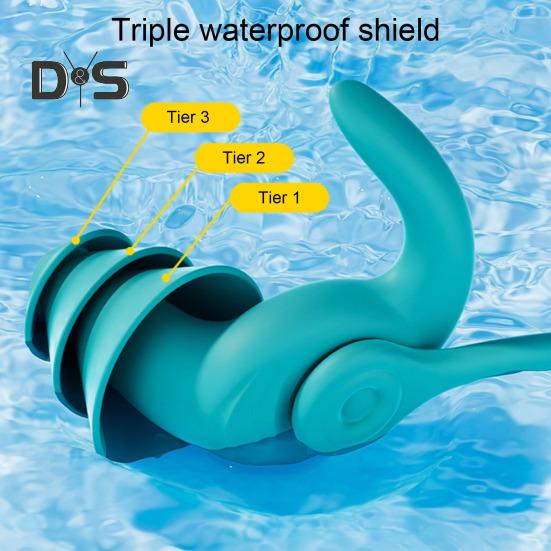 1 sett silikon ørepropper for svømmende med 360 graders roterende ledning ergonomisk vanntett vaskbar myk gjenbrukbar menn kvinner støyreduksjon stille ørepropper