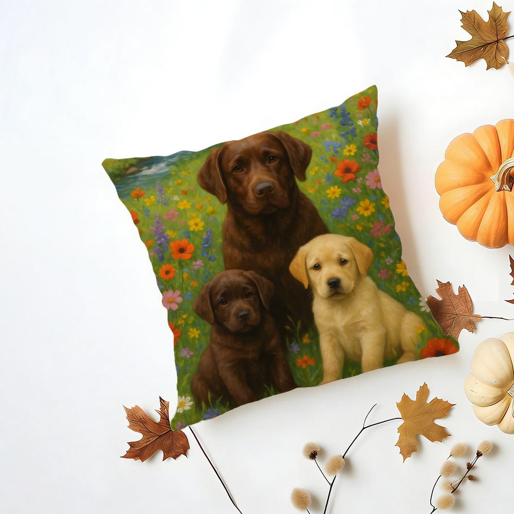 LLabrador Retriever Cushion Cover Washable Linen Pillowcase Soft  for Daily Sofa Bed Home Room Decor
