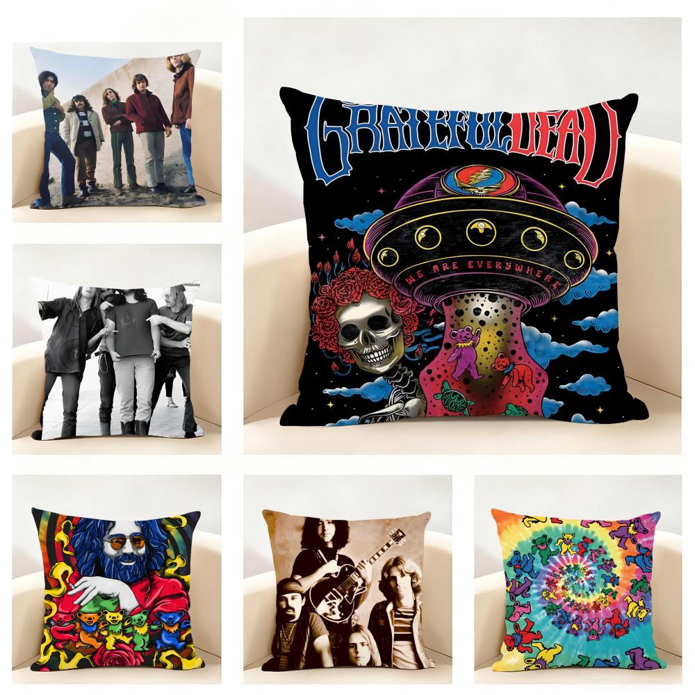 GGrateful Dead Cushion Cover Linen Pillowcase Soft for Sofa Bed Home Room Decor
