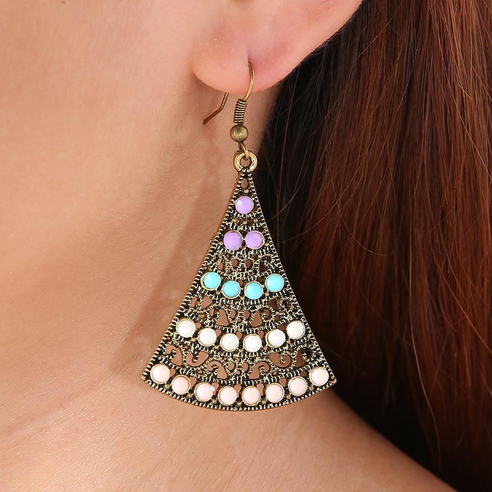 

Серьги-капли в европейском и американском стиле с бриллиантами и рисовыми бусинами