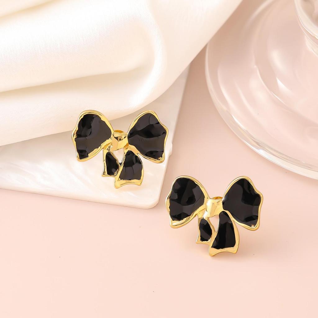 French Enamel Drip Oil Earrings: Stainless Steel, Irregular, Titanium Women's Luxury