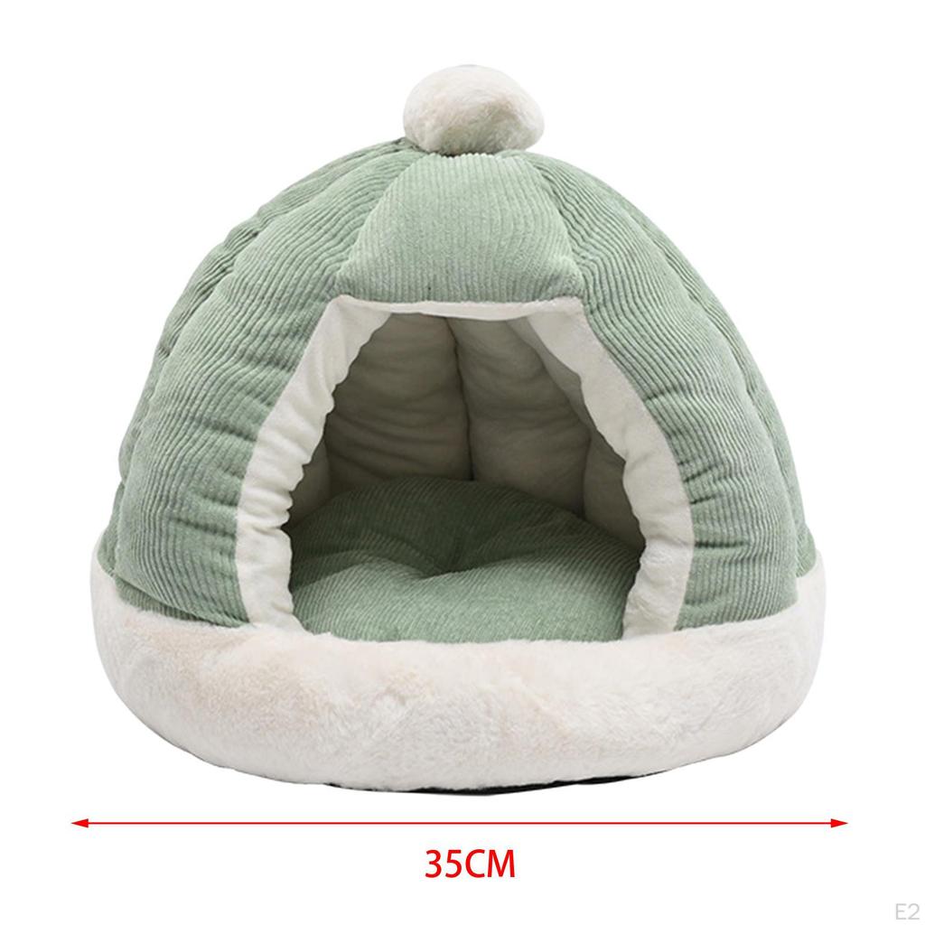 Cat Bed Dog with Removable Washable Cushion Kennel Decorative Slip Villa Shelter for
