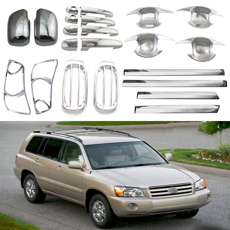 Kompatibilní zpětné zrcátko, miska kliky dveří, rámeček světlometu a zadního světla a zadní nárazník pro 2003-2007 Toyota Highlander Kluger.