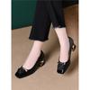 Single Shoes Women's 2025 Spring and Autumn French Square Head Light Mouth Thick Heel High Heels Seven-character Buckle Temperament One Pedal Work L