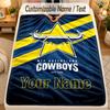 Flannel BlanketNorth Queensland Cowboys Custom Name Text Personalized Soft Warm Throw Blanket Home Decor Gift