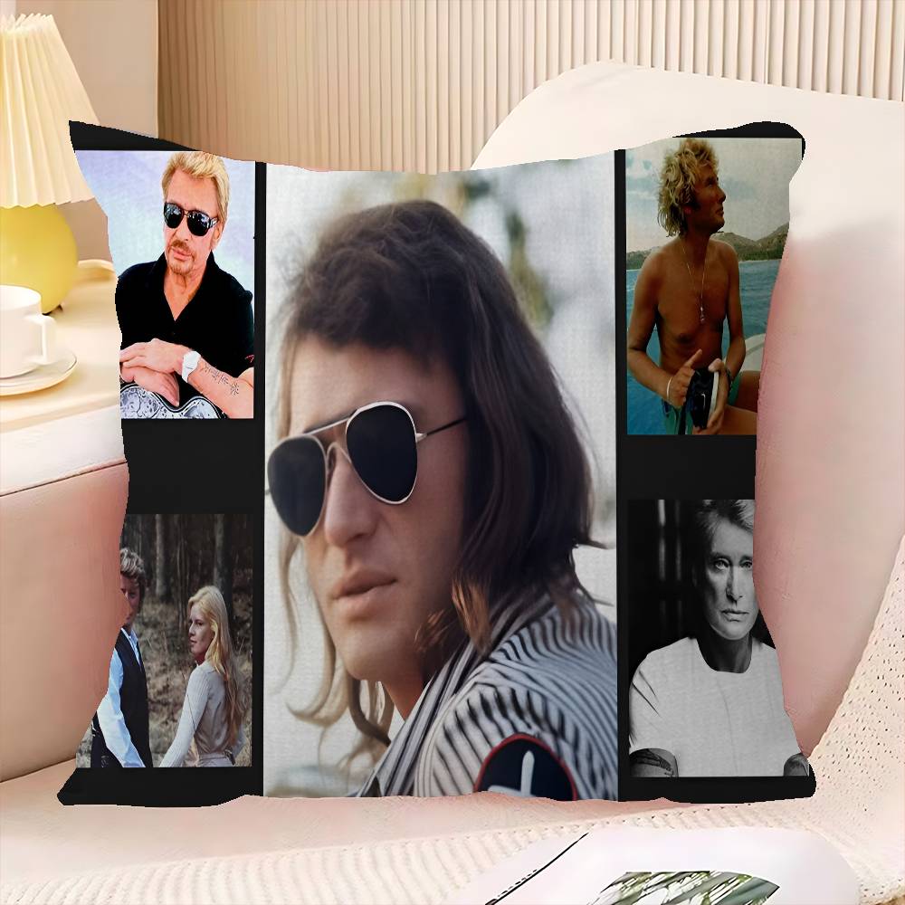 French rock star Johnny Hallyday Pillow Gift Home Office Decoration Bedroom Sofa Car Cushion Cover case 45x45