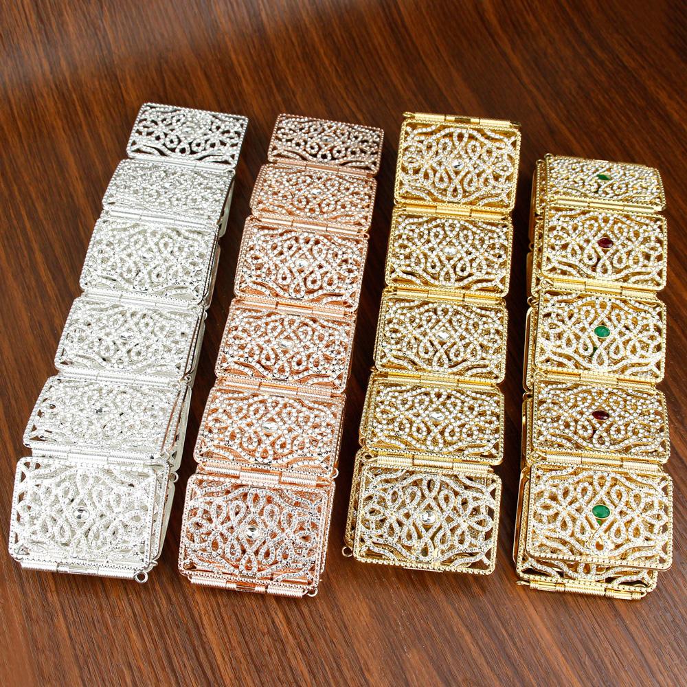 Goldfarbener schicker Kristallgürtel für Frauen, Braut, Hochzeitskleid, Metall-Taillenkettengürtel