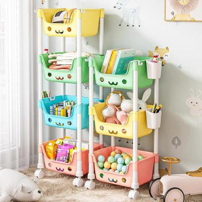 Vierstöckiger Rollwagen, Aufbewahrungsbox mit 360-Grad-Rädern, stabile Konstruktion, starke Tragfähigkeit, Spielzeug-Aufbewahrungswagen, Bücherregal, Snack-Rack