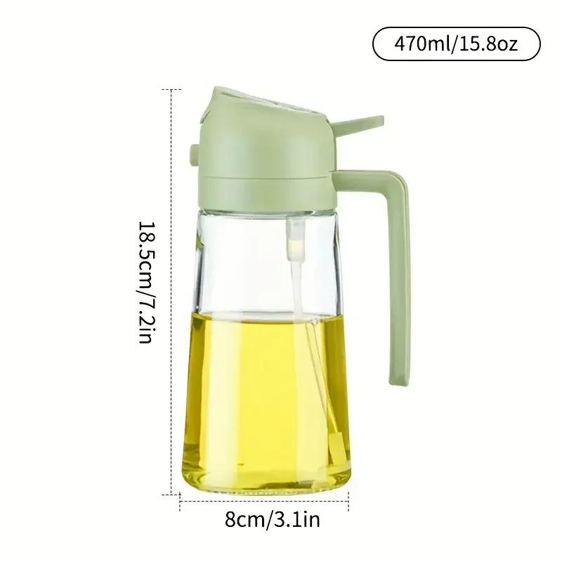 2in1 Oil Sprayer Glass Bottle for Cooking Anti-leakage Olive Oil Storage Bottle for BBQ Air Fryer Salad Steak Kitchen Supplies