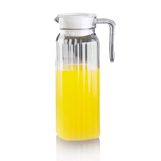 2Pcs Fridge Glass Water Jug with Lid Food Grade Spill-Free Spout Design Transparent Coffee Milk Juice Pitcher Jug