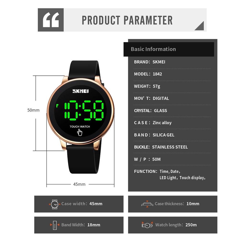 Skmei 1842 Universe Digital Watch Low Cost Silicone Band Touch Screen Calender ultra Slim Casual Wrist Watch