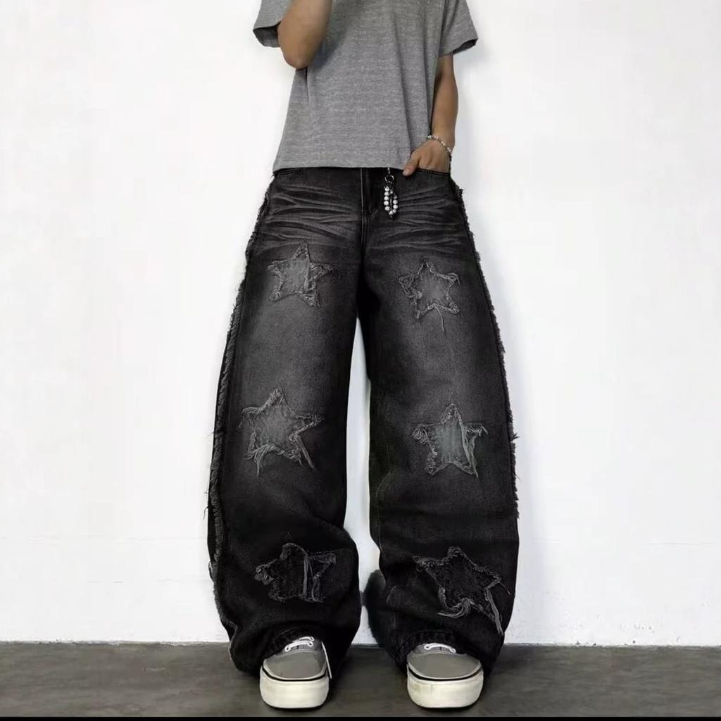 Pentagram Jeans Loose Wide-leg Pants Ruffian Handsome New High Street Autumn American Style