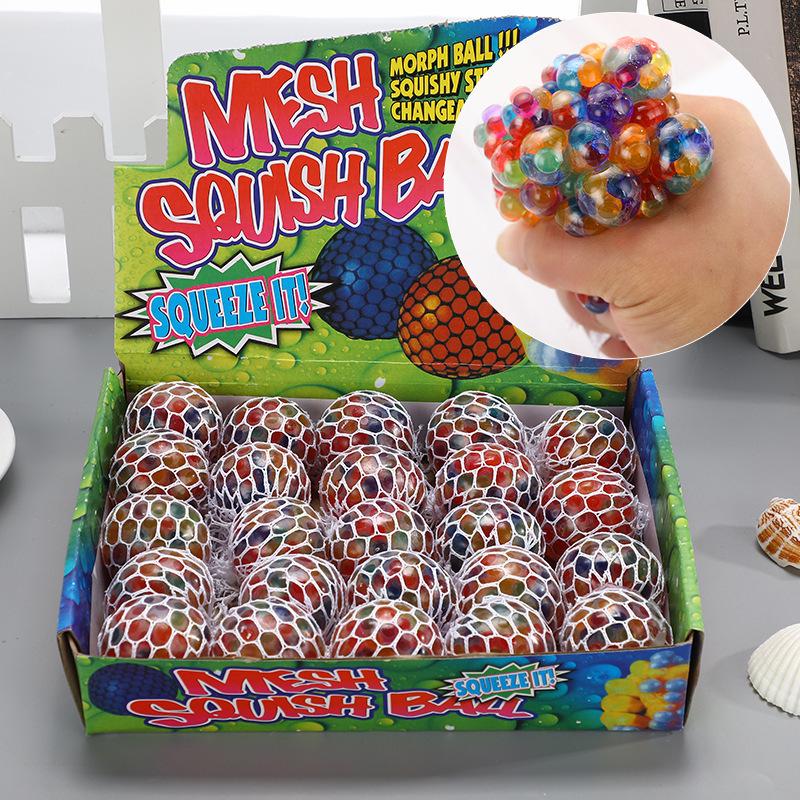 Street Stall Stress Relief Grape Ball - Creative Water Squeeze Toy with Slow Rebound Net Bag