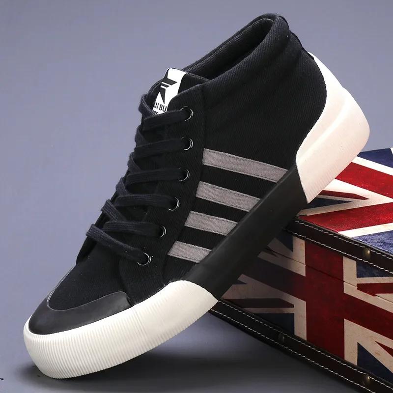 Fashion Men's Casual Shoes Breathable Canvas Shoes High Top Sneakers for Men Lace Up Vulcanized Shoes Non-slip Flats