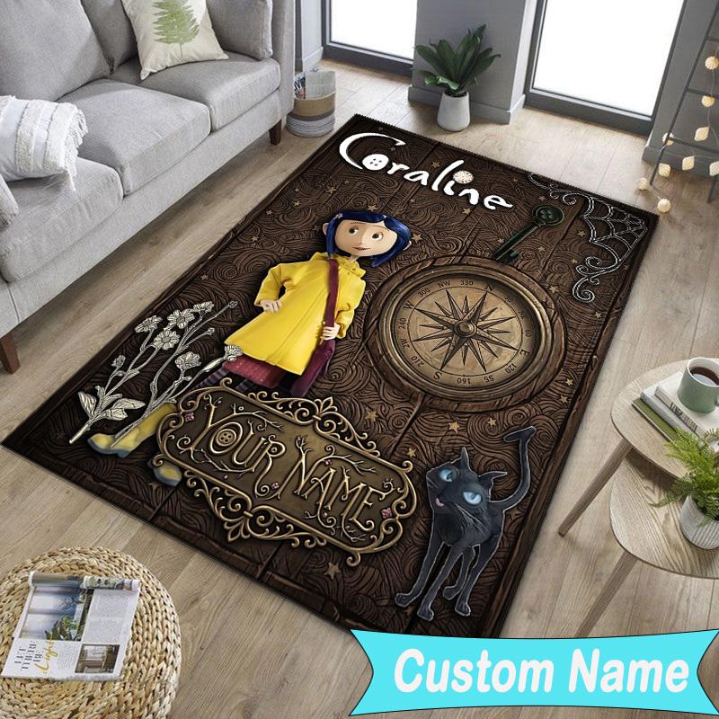 Custom NameMystery Coraline's World Carpet, Indoor Rug, Chair Rug, Living Rooms, Doormat Made From Polyester Home Decor Birthday Christmas Gifts