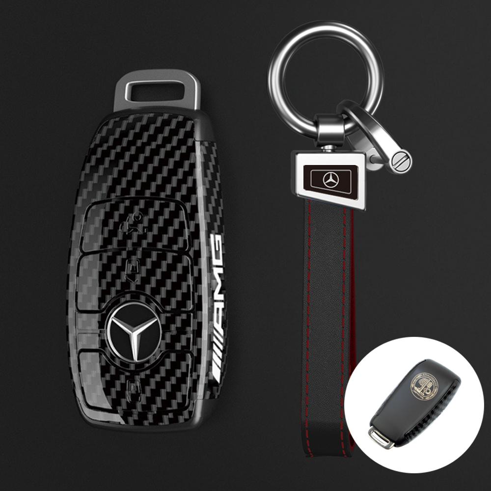 Neue PC Kohlefaser Autoschlüsselanhänger Für Mercedes Benz AMG A C E S G Klasse GLC CLE CLA GLS W205 Auto Schlüsselhülle Schlüsselanhänger Zubehör BD1