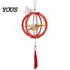 Wooden Lantern Toy DIY Kit for Mid-Autumn Festival, Hollow Rotating Ring with Rabbit, Handmade LED Candle Tassels