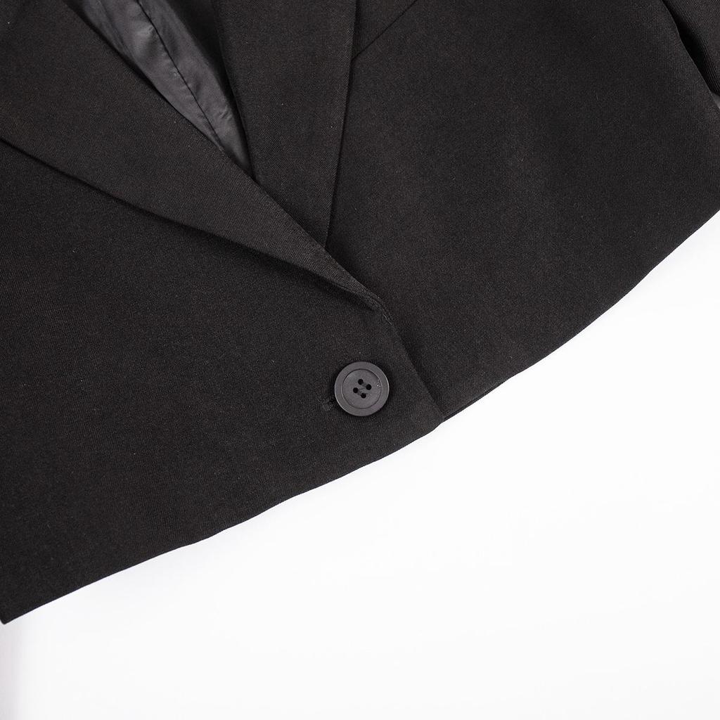 Krótki garnitur spódnicowy w stylu Y2K, europejski i amerykański: Blazer na proste ramiona + Super Mini Spódniczka Wiosna/Lato 2025