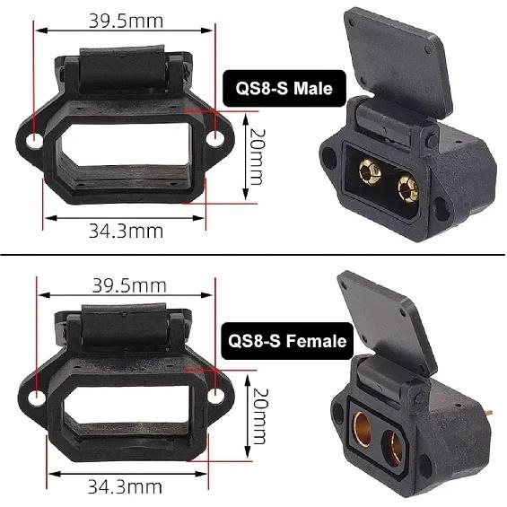 QS8-S Plug XT90 Plug Male and Female Modified Electric Motorcycle Charging Port Connector T-Shell(XT90S Female Set)