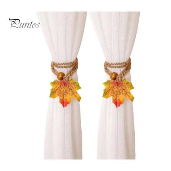 Autumnal Window Treatment Hardware Maple Leaf Curtain Tieback, Autumn Farmhouse Holder, Rustic Fabric Straps Decorative Drapery Holdback for