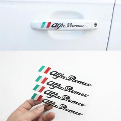 4pcs Car Styling Door Handle Sticker for Logo Mito 147 156 159 166 GT Giulietta Spider Auto Emblem Badge Accessories