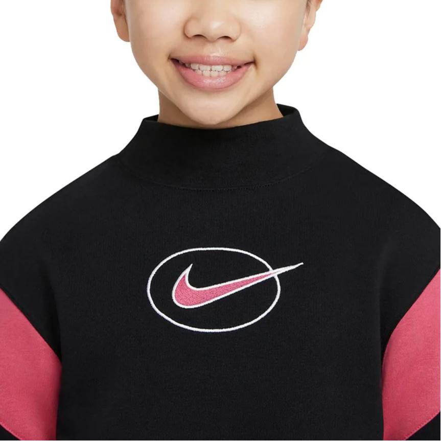 Nike Logo Embroidered Color Block Fleece Pullover Sweatshirt Kids sweatshirts DM8419-010