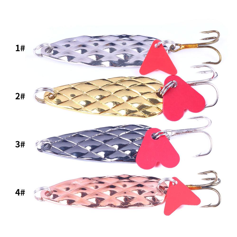 Cucchiaini da pesca Esche Esche per spigole Esche da jigging Attrezzatura con ami ancora Cucchiaio in metallo duro Esca da pesca 4 colori
