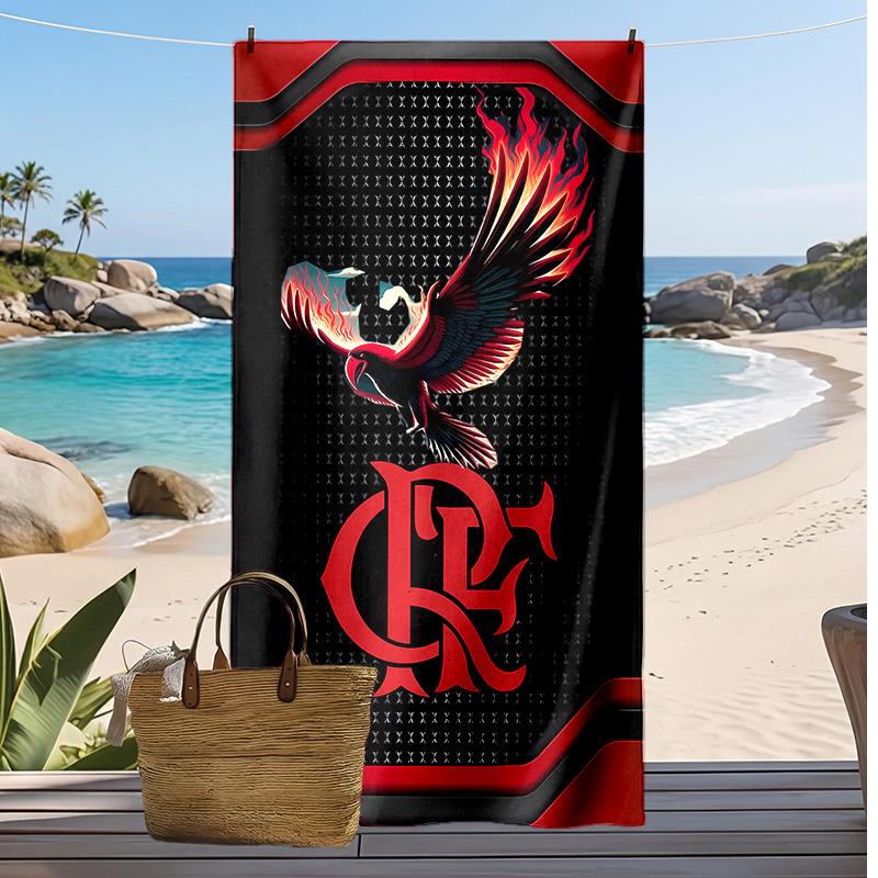 Flamengo Aufdruck Strandtuch Schnelltrocknend Weiches Handtuch Tragbar Große Rechteckige Stranddecke für Reisen Schwimmbad