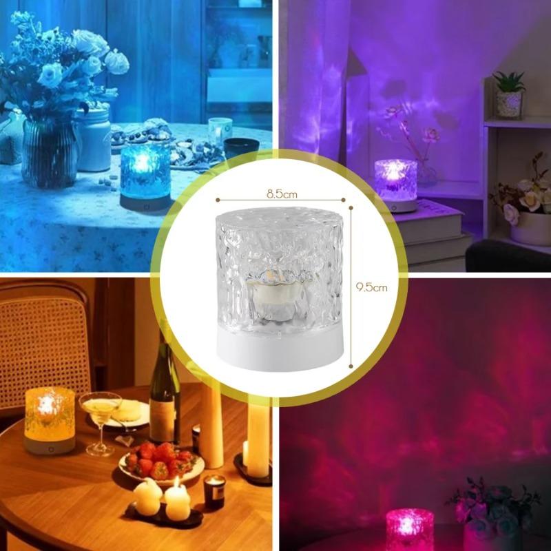 New Rotating Dynamic Flame Water Ripple Atmosphere Light Projection Starry Sky Romantic Bedroom Bedhead Decoration Nightlight