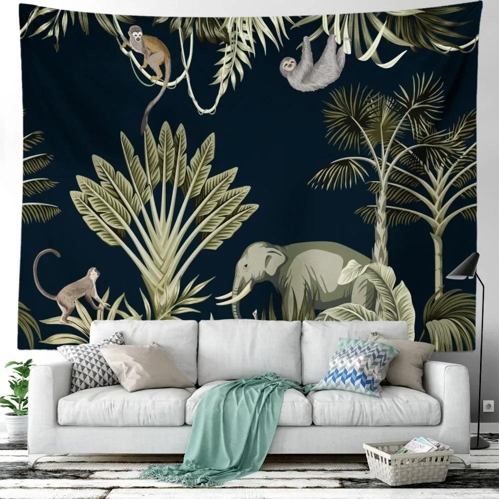 Room Decoration Bedroom Aesthetic Green Plant Flower Tapestry Tropical Plant Series Hanging Landscape Flower Indoor Tapestry