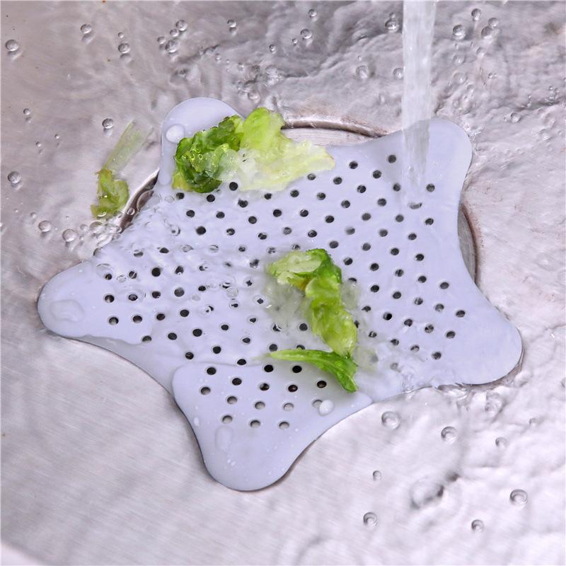 8 farger Femspiss stjerne kjøkkenvask anti-tilstopping sjøstjerne silikon gulvavløp bad kloakk filter